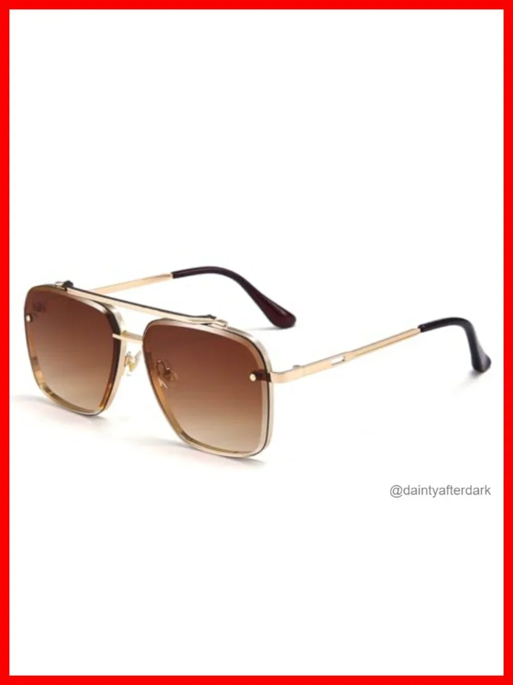 Vintage Square Aviator Sunglasses Metal Frame UV400 Protection
